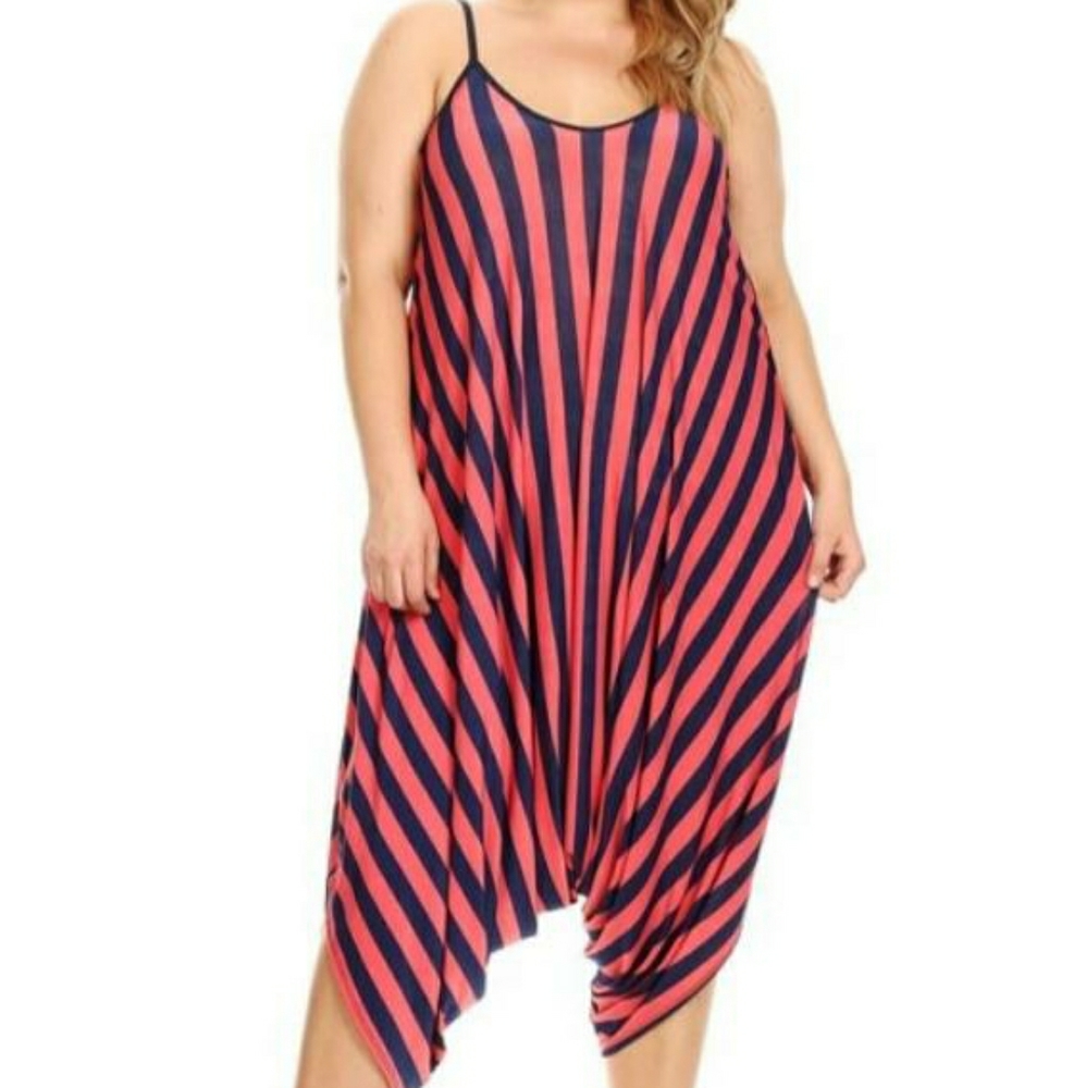 Coral Harem Striped Jumpsuit